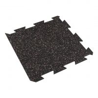 Černo-bílo-červená gumová podlahová deska (puzzle - roh) FLOMA FitFlo SF1050 - délka 47,8 cm, šířka 47,8 cm, výška 0,8 cm