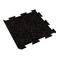 Černo-bílo-červená gumová podlahová deska (puzzle - roh) FLOMA FitFlo SF1050 - délka 47,8 cm, šířka 47,8 cm, výška 0,8 cm