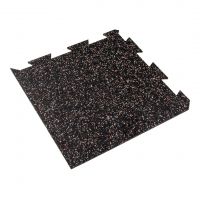 Černo-bílo-červená gumová podlahová deska (puzzle - roh) FLOMA FitFlo SF1050 - délka 47,8 cm, šířka 47,8 cm, výška 0,8 cm