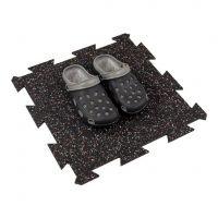 Černo-bílo-červená gumová podlahová deska (puzzle - střed) FLOMA FitFlo SF1050 - délka 47,8 cm, šířka 47,8 cm, výška 0,8 cm