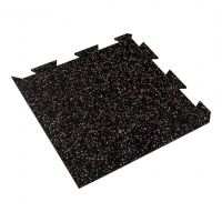 Černo-bílo-červená gumová podlahová deska (puzzle - střed) FLOMA FitFlo SF1050 - délka 47,8 cm, šířka 47,8 cm, výška 0,8 cm