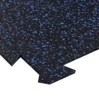 Černo-modrá gumová modulová puzzle dlažba (okraj) FLOMA FitFlo SF1050 - délka 47,8 cm, šířka 47,8 cm, výška 0,8 cm