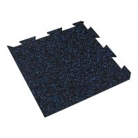 Černo-modrá gumová podlahová deska (puzzle - okraj) FLOMA FitFlo SF1050 - délka 47,8 cm, šířka 47,8 cm, výška 0,8 cm