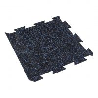 Černo-modrá gumová podlahová deska (puzzle - okraj) FLOMA FitFlo SF1050 - délka 47,8 cm, šířka 47,8 cm, výška 0,8 cm