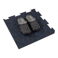 Černo-modrá gumová podlahová deska (puzzle - roh) FLOMA FitFlo SF1050 - délka 47,8 cm, šířka 47,8 cm, výška 0,8 cm