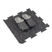 Černo-šedá gumová podlahová deska (puzzle - okraj) FLOMA FitFlo SF1050 - délka 50 cm, šířka 50 cm, výška 1 cm