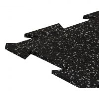 Černo-šedá gumová modulová puzzle dlažba (okraj) FLOMA FitFlo SF1050 - délka 50 cm, šířka 50 cm, výška 1 cm