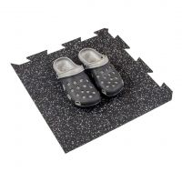 Černo-šedá gumová podlahová deska (puzzle - okraj) FLOMA FitFlo SF1050 - délka 50 cm, šířka 50 cm, výška 1 cm