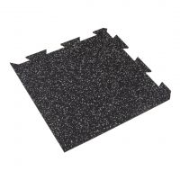 Černo-šedá gumová podlahová deska (puzzle - okraj) FLOMA FitFlo SF1050 - délka 50 cm, šířka 50 cm, výška 1,6 cm