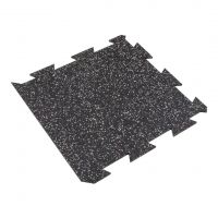Černo-šedá gumová podlahová deska (puzzle - okraj) FLOMA FitFlo SF1050 - délka 47,8 cm, šířka 47,8 cm, výška 0,8 cm