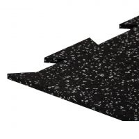 Černo-šedá gumová modulová puzzle dlažba (okraj) FLOMA FitFlo SF1050 - délka 50 cm, šířka 50 cm, výška 0,8 cm