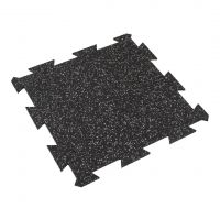 Černo-šedá gumová modulová puzzle dlažba (okraj) FLOMA FitFlo SF1050 - délka 50 cm, šířka 50 cm, výška 0,8 cm