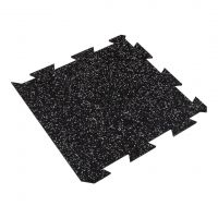 Černo-šedá gumová podlahová deska (puzzle - okraj) FLOMA FitFlo SF1050 - délka 50 cm, šířka 50 cm, výška 0,8 cm