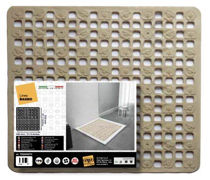 Béžová protiskluzová podložka do sprchy FLOMA - délka 54,5 cm, šířka 53,5 cm