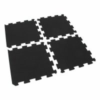 Černá gumová podlahová deska (puzzle - okraj) FLOMA FitFlo SF1050 - délka 47,8 cm, šířka 47,8 cm, výška 0,8 cm