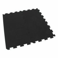 Černá gumová podlahová deska (puzzle - okraj) FLOMA FitFlo SF1050 - délka 47,8 cm, šířka 47,8 cm, výška 0,8 cm