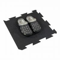 Černá gumová podlahová deska (puzzle - okraj) FLOMA FitFlo SF1050 - délka 50 cm, šířka 50 cm, výška 1 cm