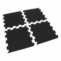 Černá gumová modulová puzzle dlažba (okraj) FLOMA FitFlo SF1050 - délka 50 cm, šířka 50 cm, výška 1 cm