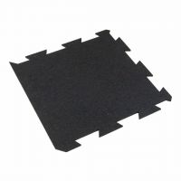 Černá gumová podlahová deska (puzzle - okraj) FLOMA FitFlo SF1050 - délka 50 cm, šířka 50 cm, výška 1,6 cm