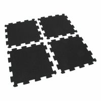 Černá gumová podlahová deska (puzzle - okraj) FLOMA FitFlo SF1050 - délka 47,8 cm, šířka 47,8 cm, výška 0,8 cm