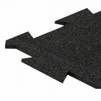 Černá gumová podlahová deska (puzzle - okraj) FLOMA FitFlo SF1050 - délka 50 cm, šířka 50 cm, výška 1,6 cm