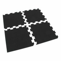 Černá gumová podlahová deska (puzzle - okraj) FLOMA FitFlo SF1050 - délka 50 cm, šířka 50 cm, výška 1,6 cm