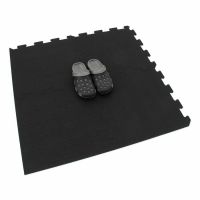 Černá gumová modulová puzzle dlažba (roh) FLOMA FitFlo SF1050 - délka 47,8 cm, šířka 47,8 cm, výška 0,8 cm
