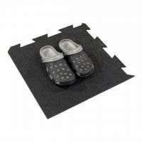 Černá gumová podlahová deska (puzzle - roh) FLOMA FitFlo SF1050 - délka 50 cm, šířka 50 cm, výška 1 cm