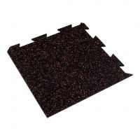 Černo-červená gumová podlahová deska (puzzle - střed) FLOMA FitFlo SF1050 - délka 47,8 cm, šířka 47,8 cm, výška 0,8 cm