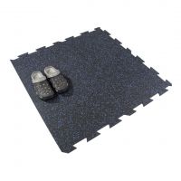 Černo-modrá gumová podlahová deska (puzzle - střed) FLOMA FitFlo SF1050 - délka 100 cm, šířka 100 cm, výška 1 cm