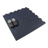 Černo-modrá gumová podlahová deska (puzzle - střed) FLOMA FitFlo SF1050 - délka 100 cm, šířka 100 cm, výška 1 cm