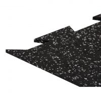 Černo-šedá gumová modulová puzzle dlažba (okraj) FLOMA FitFlo SF1050 - délka 100 cm, šířka 100 cm, výška 1,6 cm