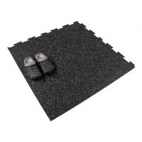 Černo-šedá gumová modulová puzzle dlažba (okraj) FLOMA FitFlo SF1050 - délka 100 cm, šířka 100 cm, výška 0,8 cm