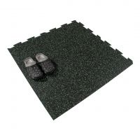 Černo-zelená gumová podlahová deska (puzzle - roh) FLOMA FitFlo SF1050 - délka 100 cm, šířka 100 cm, výška 1 cm