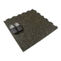 Černo-žlutá gumová podlahová deska (puzzle - roh) FLOMA FitFlo SF1050 - délka 100 cm, šířka 100 cm, výška 1 cm