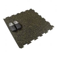 Černo-žlutá gumová podlahová deska (puzzle - roh) FLOMA FitFlo SF1050 - délka 100 cm, šířka 100 cm, výška 1 cm