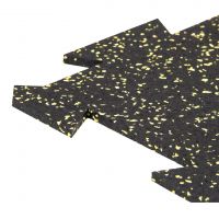 Černo-žlutá gumová modulová puzzle dlažba (roh) FLOMA FitFlo SF1050 - délka 50 cm, šířka 50 cm, výška 1 cm
