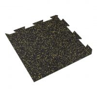 Černo-žlutá gumová podlahová deska (puzzle - roh) FLOMA FitFlo SF1050 - délka 50 cm, šířka 50 cm, výška 1,6 cm