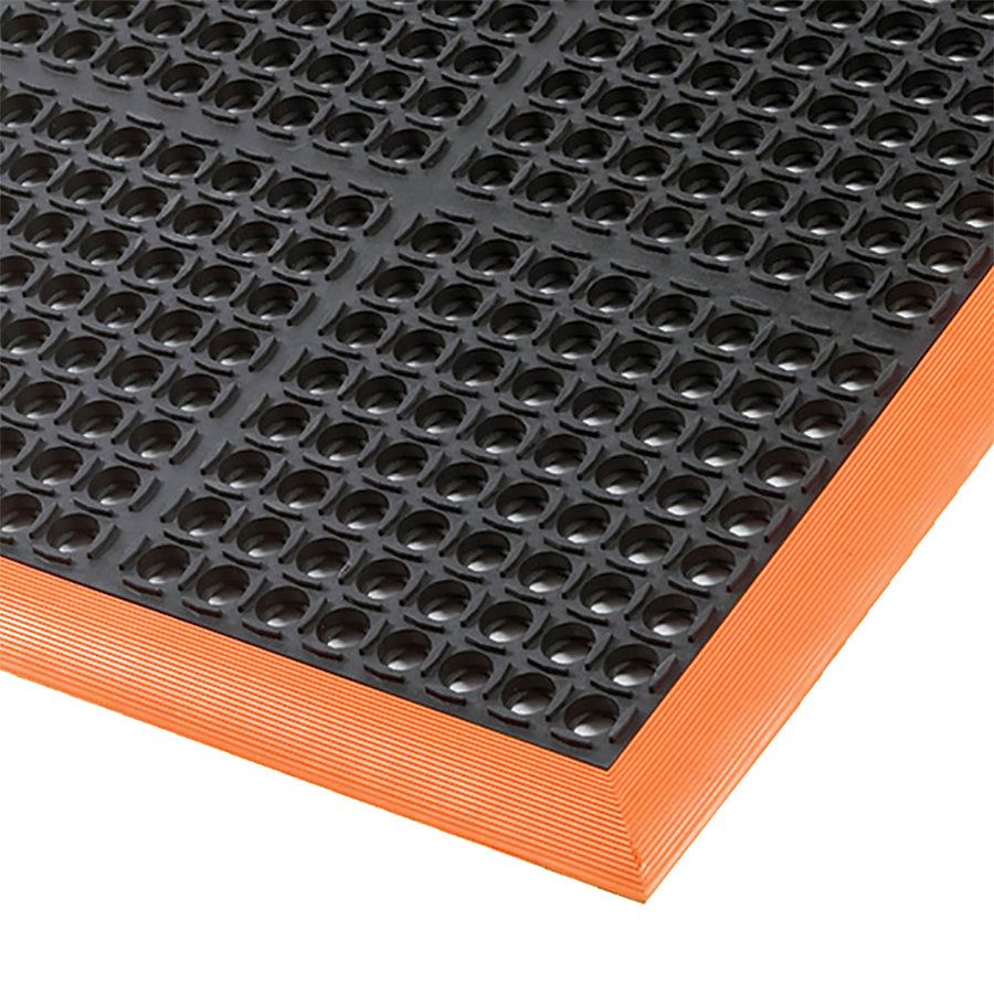 Černo-oranžová extra odolná olejivzdorná rohož Safety Stance 100% nitril - délka 97 cm, šířka 163 cm, výška 2,2 cm