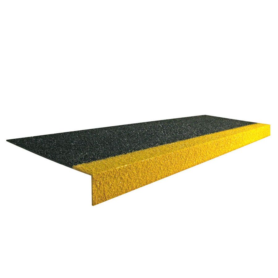 Černo-žlutá karborundová schodová hrana - délka 100 cm, šířka 34,5 cm, výška 5,5 cm, tloušťka 0,5 cm F