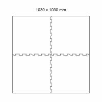 Černo-bílá gumová modulová puzzle dlažba (okraj) FLOMA FitFlo SF1050 - délka 50 cm, šířka 50 cm, výška 0,8 cm