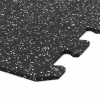 Černo-bílá gumová modulová puzzle dlažba (okraj) FLOMA FitFlo SF1050 - délka 47,8 cm, šířka 47,8 cm, výška 0,8 cm