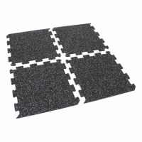 Černo-bílá gumová podlahová deska (puzzle - okraj) FLOMA FitFlo SF1050 - délka 47,8 cm, šířka 47,8 cm, výška 0,8 cm