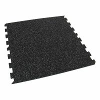 Černo-bílá gumová podlahová deska (puzzle - okraj) FLOMA FitFlo SF1050 - délka 47,8 cm, šířka 47,8 cm, výška 0,8 cm