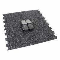 Černo-bílá gumová podlahová deska (puzzle - okraj) FLOMA FitFlo SF1050 - délka 47,8 cm, šířka 47,8 cm, výška 0,8 cm