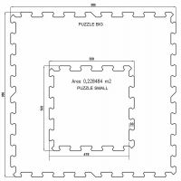 Černo-bílá gumová modulová puzzle dlažba (střed) FLOMA FitFlo SF1050 - délka 47,8 cm, šířka 47,8 cm, výška 0,8 cm