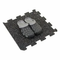 Černo-bílo-červená gumová podlahová deska (puzzle - okraj) FLOMA FitFlo SF1050 - délka 47,8 cm, šířka 47,8 cm, výška 0,8 cm