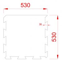 Černo-bílo-červená gumová modulová puzzle dlažba (okraj) FLOMA FitFlo SF1050 - délka 50 cm, šířka 50 cm, výška 0,8 cm