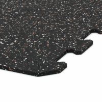 Černo-bílo-červená gumová podlahová deska (puzzle - okraj) FLOMA FitFlo SF1050 - délka 47,8 cm, šířka 47,8 cm, výška 0,8 cm