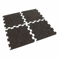 Černo-bílo-červená gumová podlahová deska (puzzle - okraj) FLOMA FitFlo SF1050 - délka 47,8 cm, šířka 47,8 cm, výška 0,8 cm